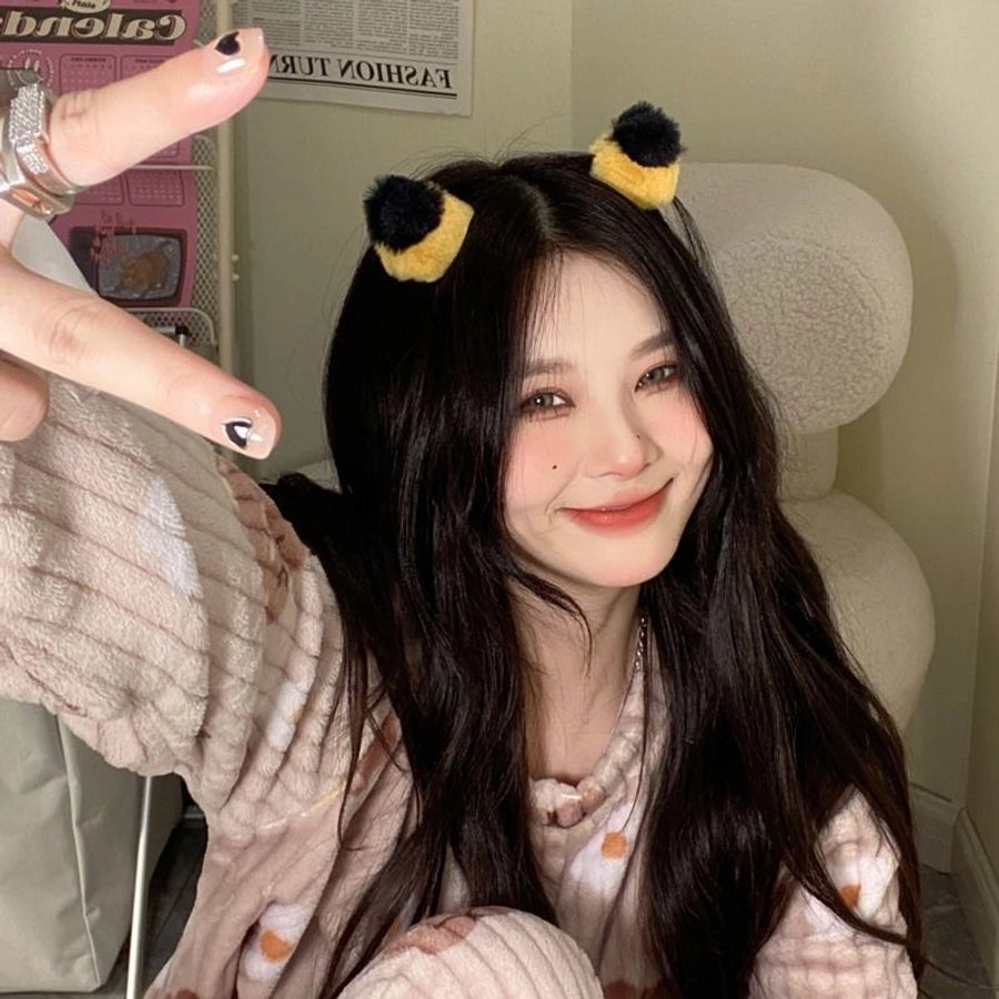 Salt Sweet Plush Ear Clip Three-dimensional Cartoon Clip Super Cute Girl's Heart Bangs Clip Pair Clip Japanese and Korean Hair Accessories