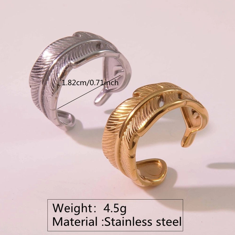 Jewelry Lady Novelty Streetwear Geometric Rectangle 304 Stainless Steel Shell 18K Gold Plated Inlay Open Rings