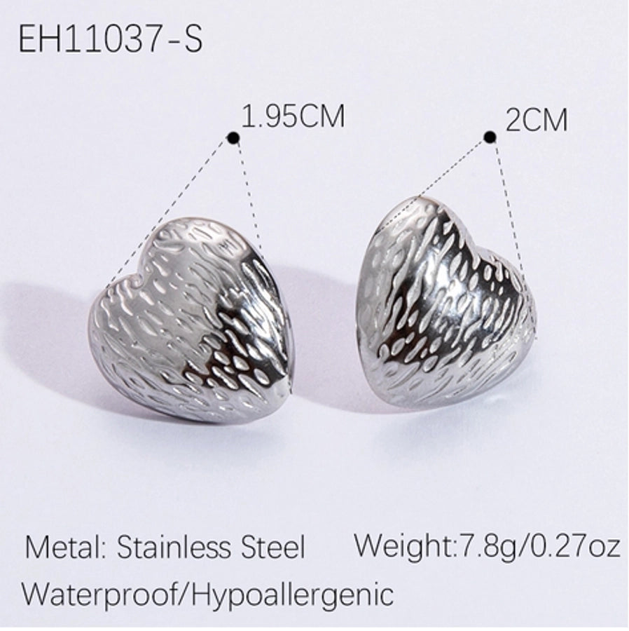 1 Pair Vintage Style Classic Style Geometric Heart Shape Plating 304 Stainless Steel Ear Studs