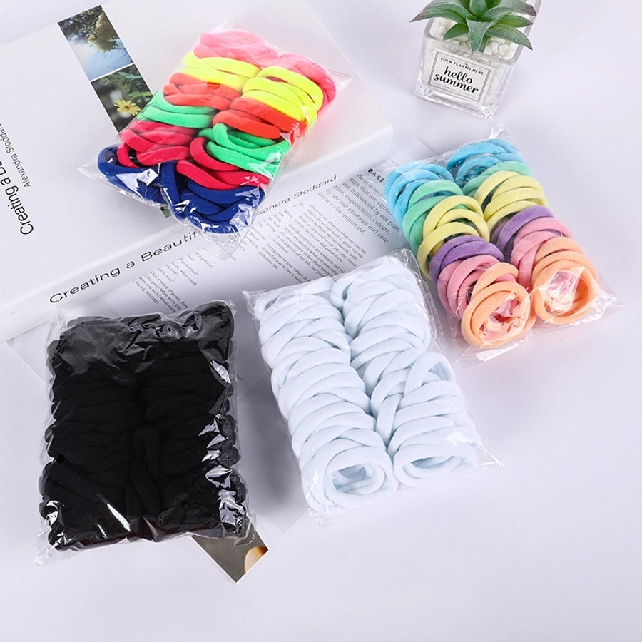 Women's Simple Style Solid Color Nylon Rib-Knit Hair Tie