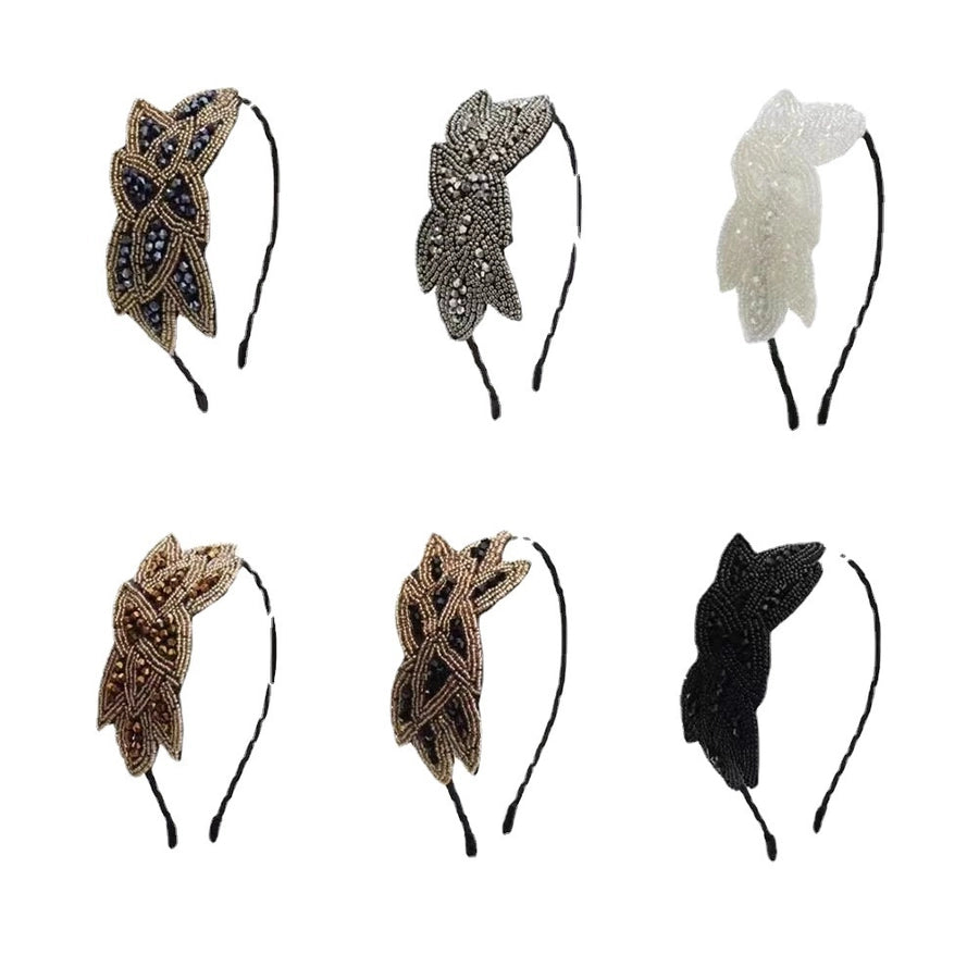 vintage style color block artificial crystal hair band