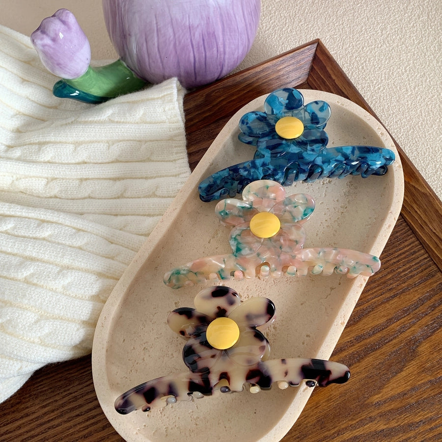 Women's Korean Style Flower Acetic acid sheets Hair Claws