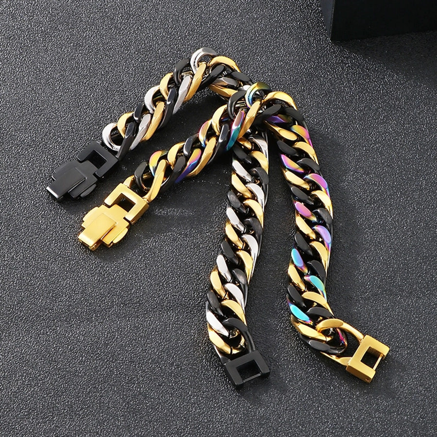 Vintage Style Geometric 304 Stainless Steel 18K Gold Plated Unisex Bracelets