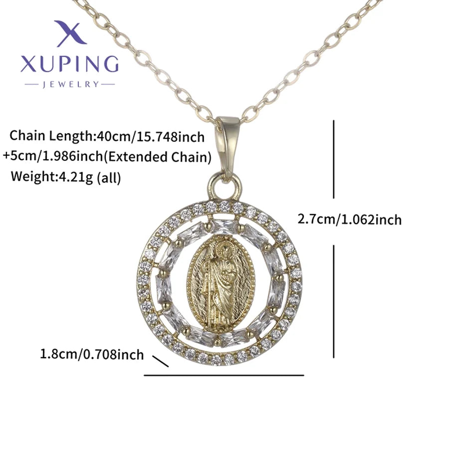 Jewelry Vintage Style Human 304 Stainless Steel Copper Zirconia 18K Gold Plated Plating Pendant Necklace