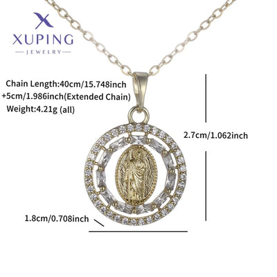 Jewelry Vintage Style Human 304 Stainless Steel Copper Zirconia 18K Gold Plated Plating Pendant Necklace