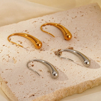 1 Pair Simple Style Water Droplets Polishing 304 Stainless Steel Ear hook