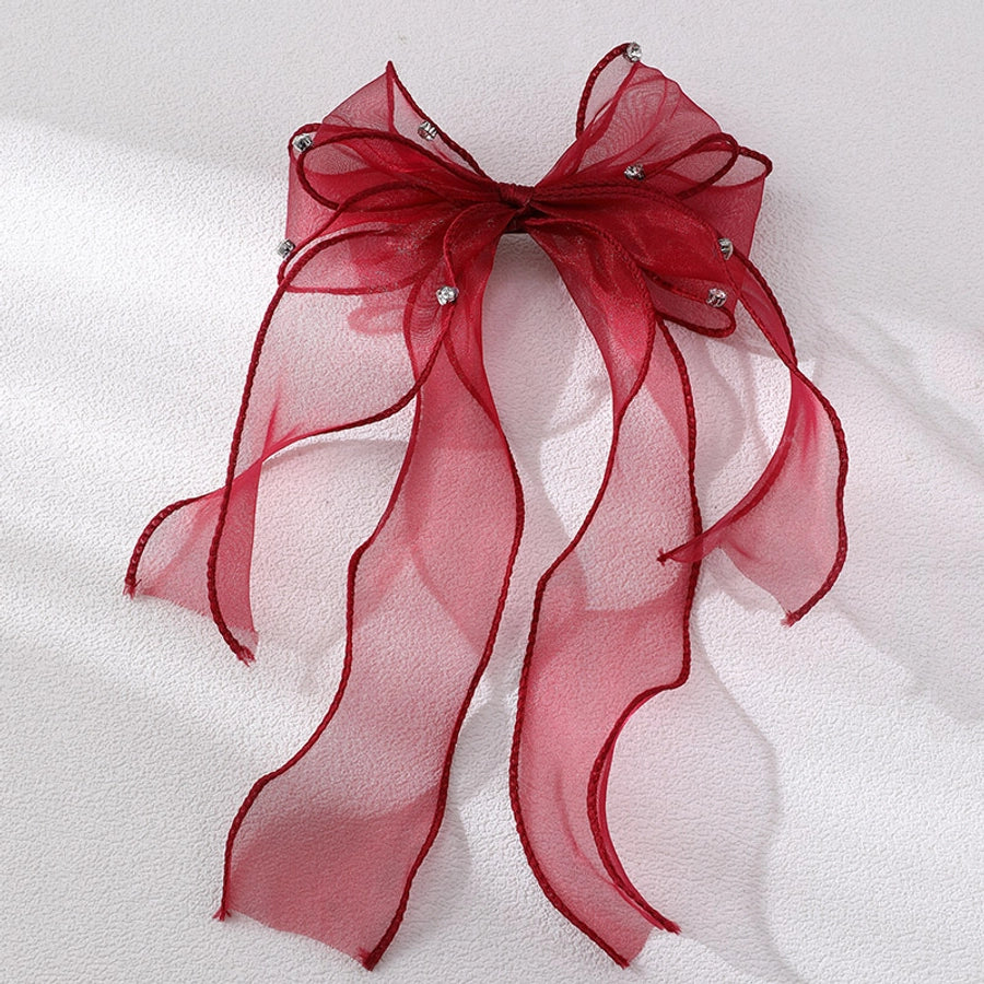 women's sweet solid color bow knot cloth hair clip