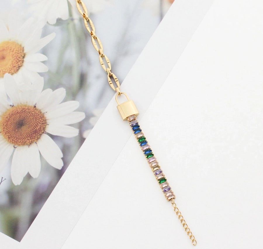 Elegant Streetwear Rectangle Titanium Steel Zircon Bracelets In Bulk