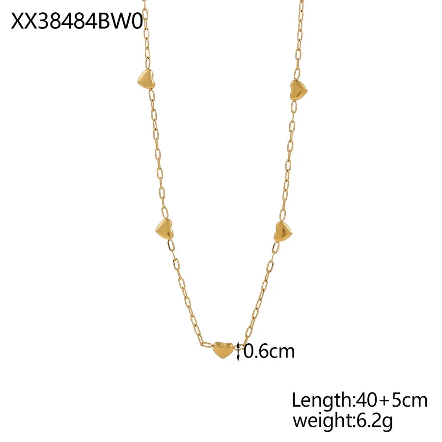 Jewelry Casual Elegant Cross Heart Shape 304 Stainless Steel Shell 18K Gold Plated Pendant Necklace