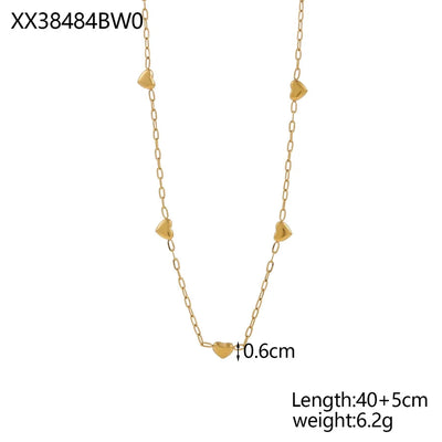 Jewelry Casual Elegant Cross Heart Shape 304 Stainless Steel Shell 18K Gold Plated Pendant Necklace