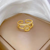Brass Gold Plated Geometric Letter Zircon Brass Rings