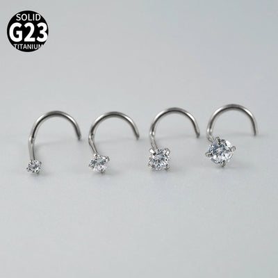 1 Piece Nose Rings & Studs Casual Hawaiian Tropical Geometric G23 Titanium Inlay Zircon Nose Rings & Studs