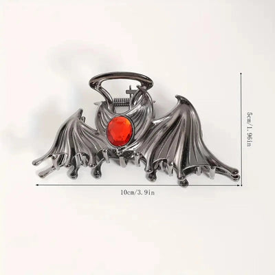 Halloween Funny Women's Bat Metal Inlay Gem Hair Claws