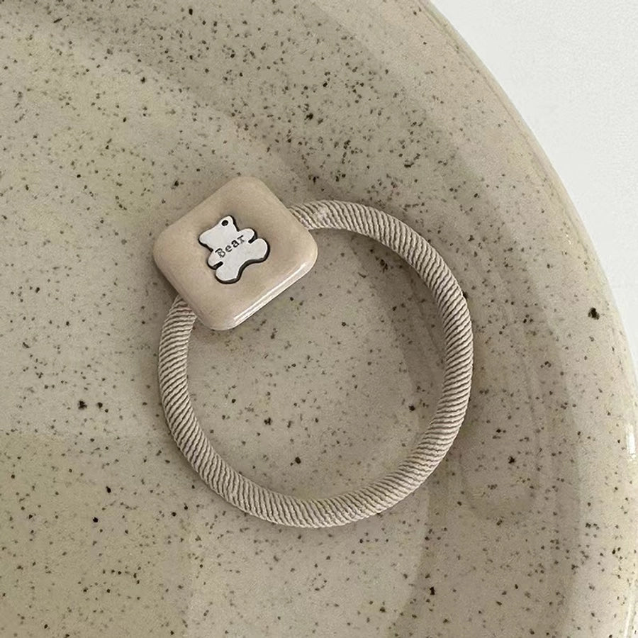 Korean Style New High-Grade Design Bear Puppy Necklace Square Rubber Band Tie Ponytail Hair String Headdress High Elasticity High Quality  Hair Accessories