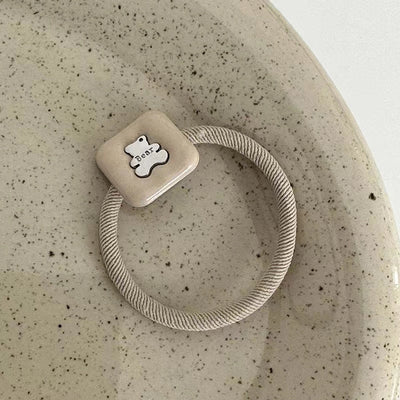 Korean Style New High-Grade Design Bear Puppy Necklace Square Rubber Band Tie Ponytail Hair String Headdress High Elasticity High Quality  Hair Accessories