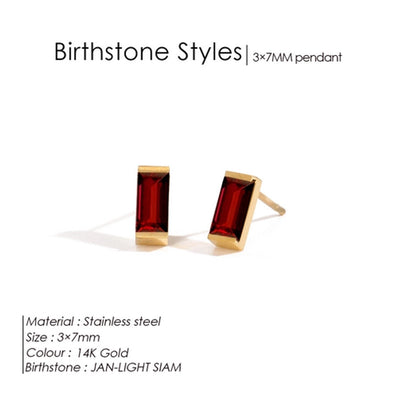 1 Pair Casual Vintage Style Classic Style Square Rectangle 304 Stainless Steel Birthstone Zircon Ear Studs