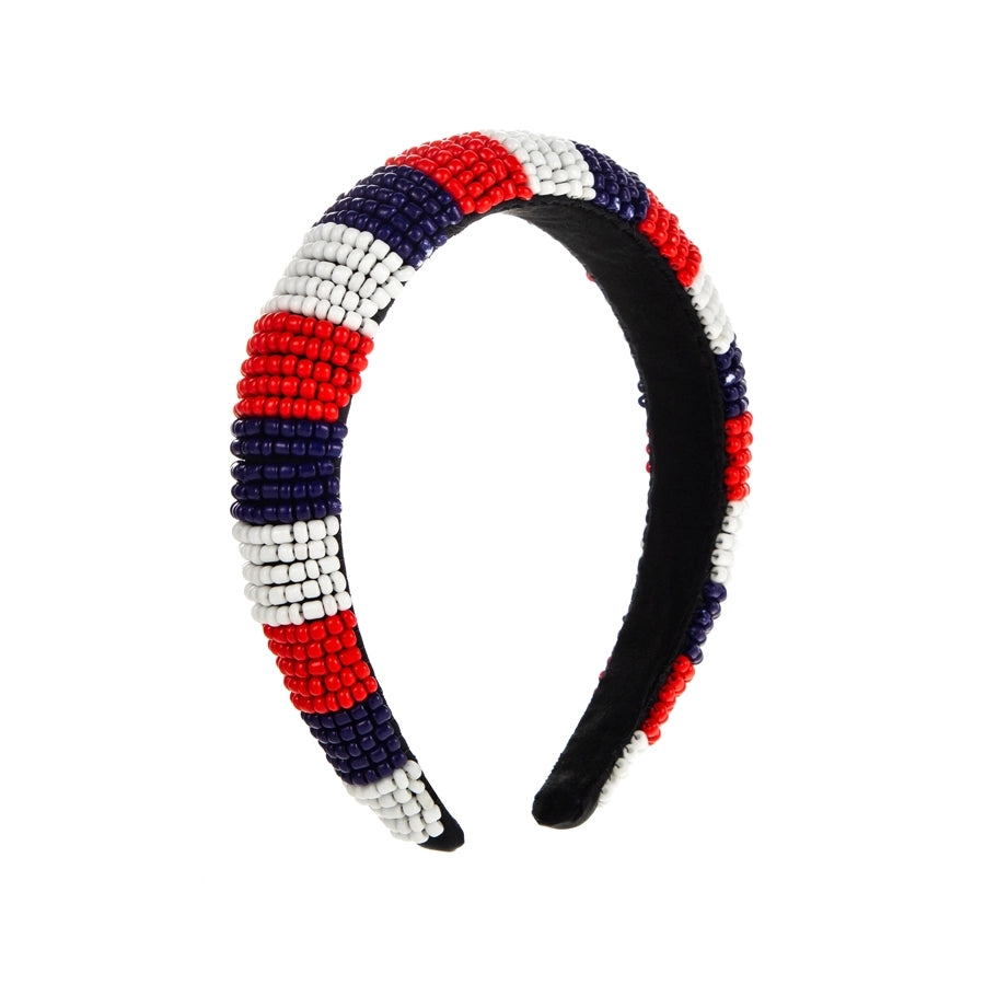 retro color block cloth inlay crystal hair band