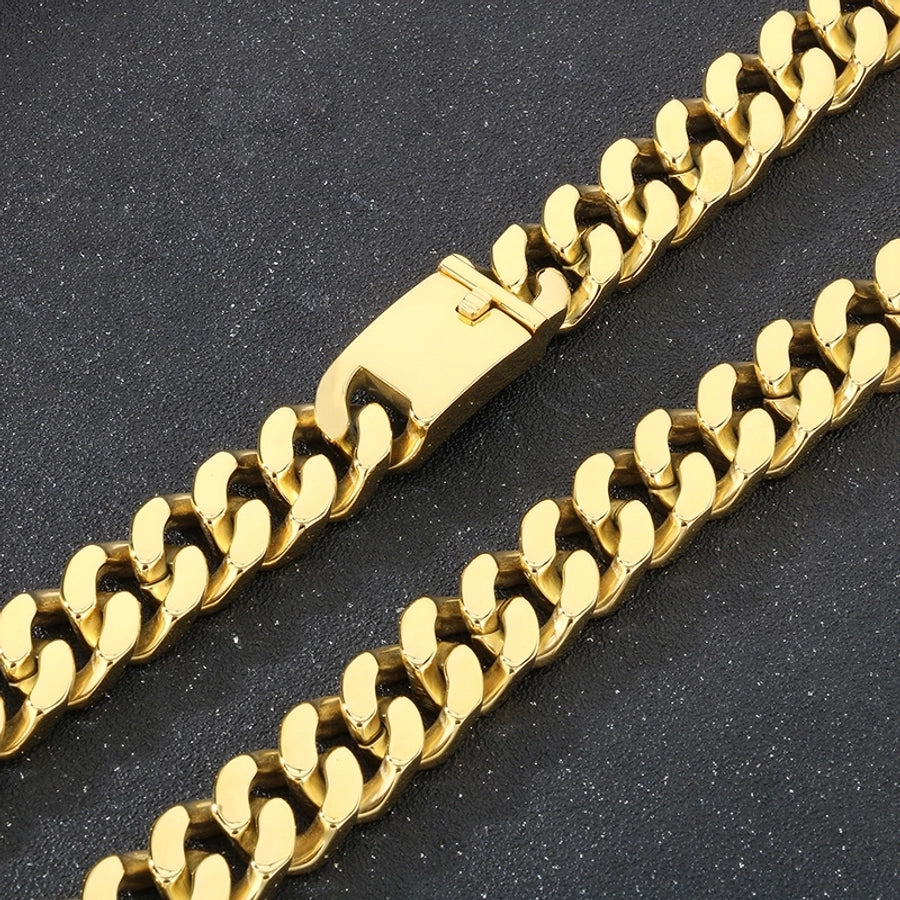 Domineering Fashion Personalized Stainless Steel Vacuum Electroplating Four-Sided Grinding Men's Necklace