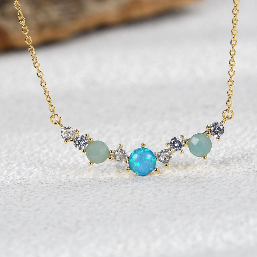 Copper Brass 18K Gold Plated Inlay Tortoise Geometric Animal Artificial Gemstones Zircon Necklace