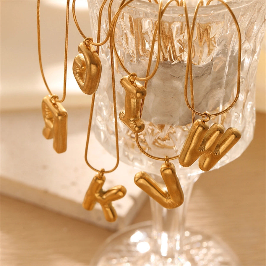 Jewelry Simple Style Letter Titanium Steel Plating Pendant Necklace