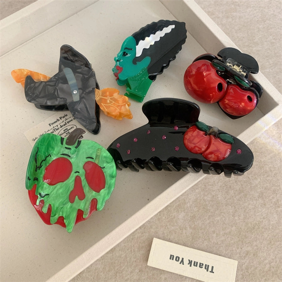 Women's Korean Style Pumpkin Color Block Cherry Acetic acid sheets Hair Claws