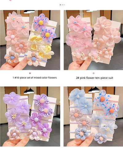 Children's Cute Flower Rubber Band Hair Band Set Baby Do Not Hurt Hair Elastic Good Girls Baby Hair Rope Hair Accessories Women