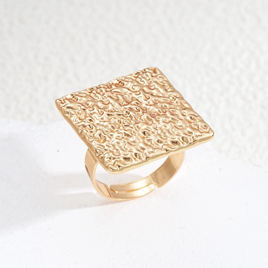 Exaggerated Square Alloy Plating Gold Plated Women's Open Rings