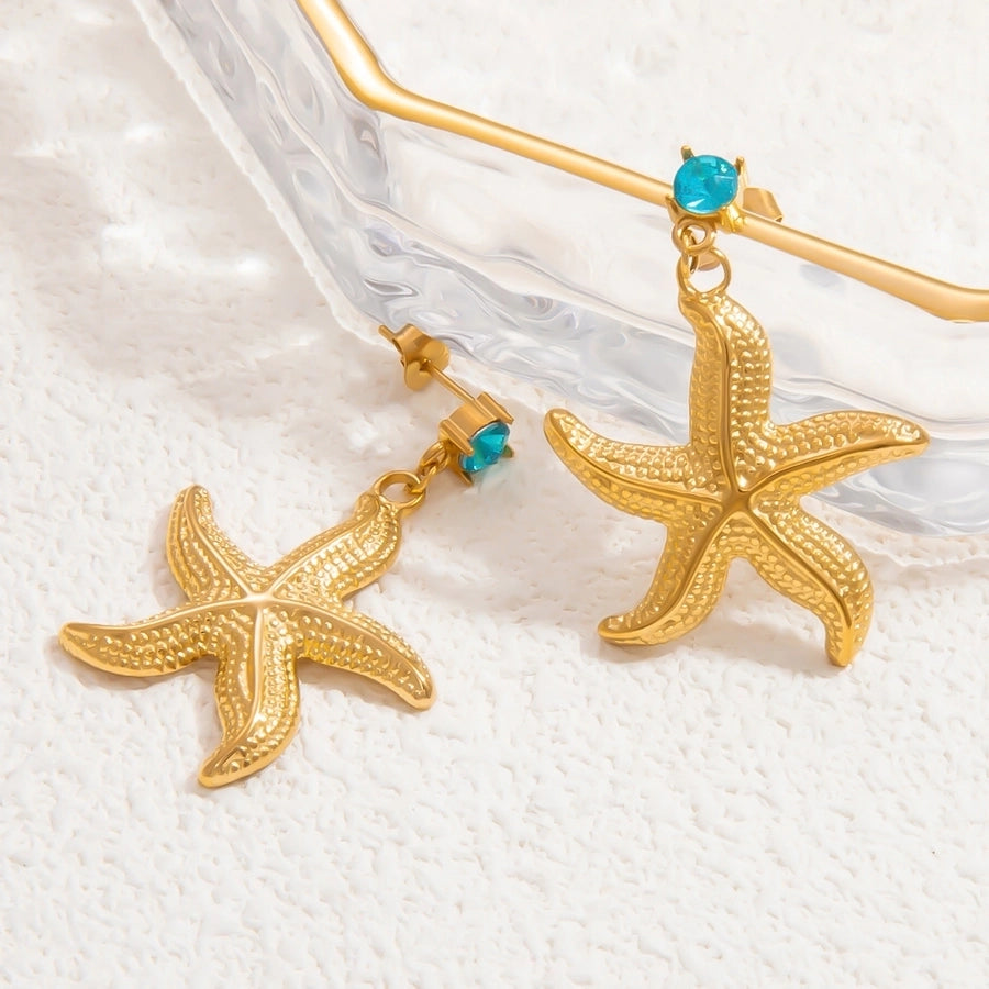 1 Pair Beach Starfish 304 Stainless Steel Drop Earrings