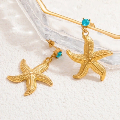 1 Pair Beach Starfish 304 Stainless Steel Drop Earrings