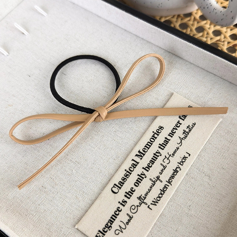 women's simple style commute bow knot pu leather hair tie