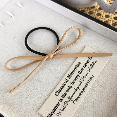 women's simple style commute bow knot pu leather hair tie