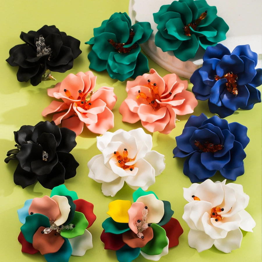 1 Pair Princess Vacation Sweet Flower Inlay Arylic Alloy Acrylic 14K Gold Plated Ear Studs