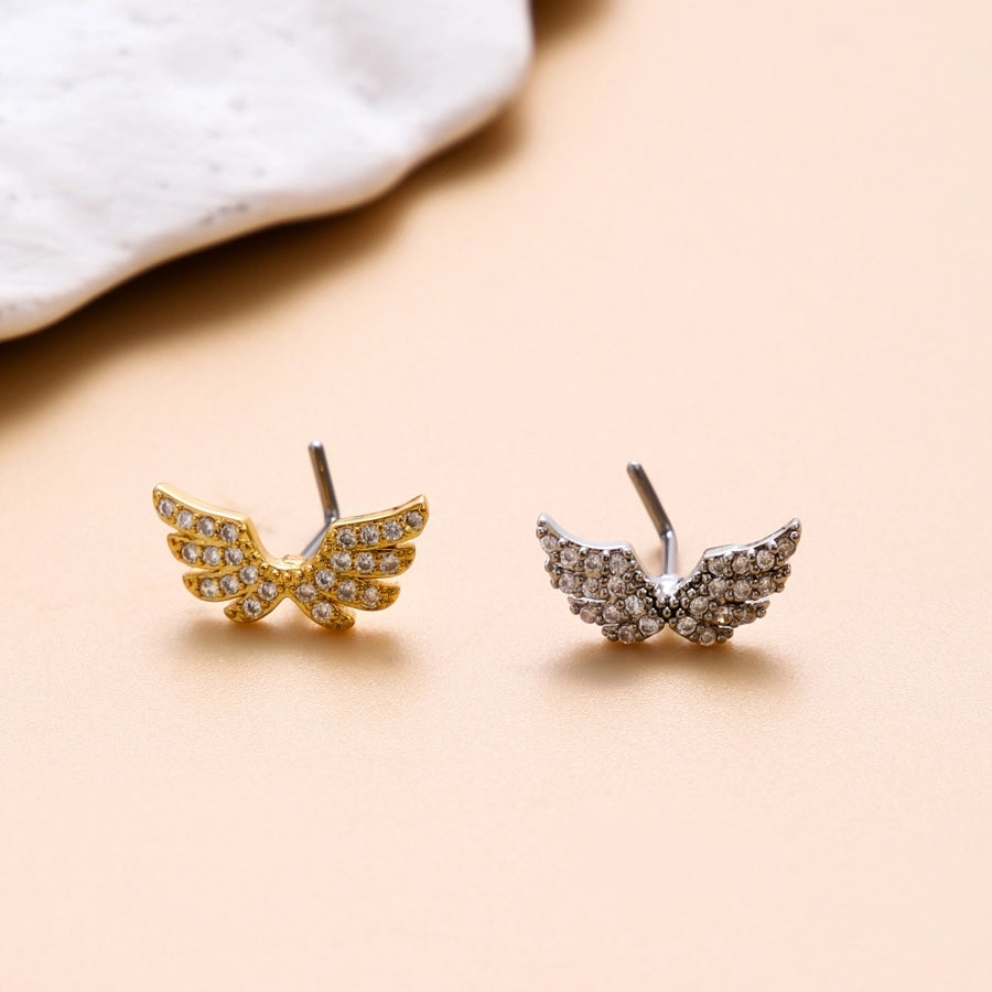 1 Piece Nose Rings & Studs Classic Style Cross Butterfly Copper Polishing Plating Zircon 18K Gold Plated Nose Rings & Studs