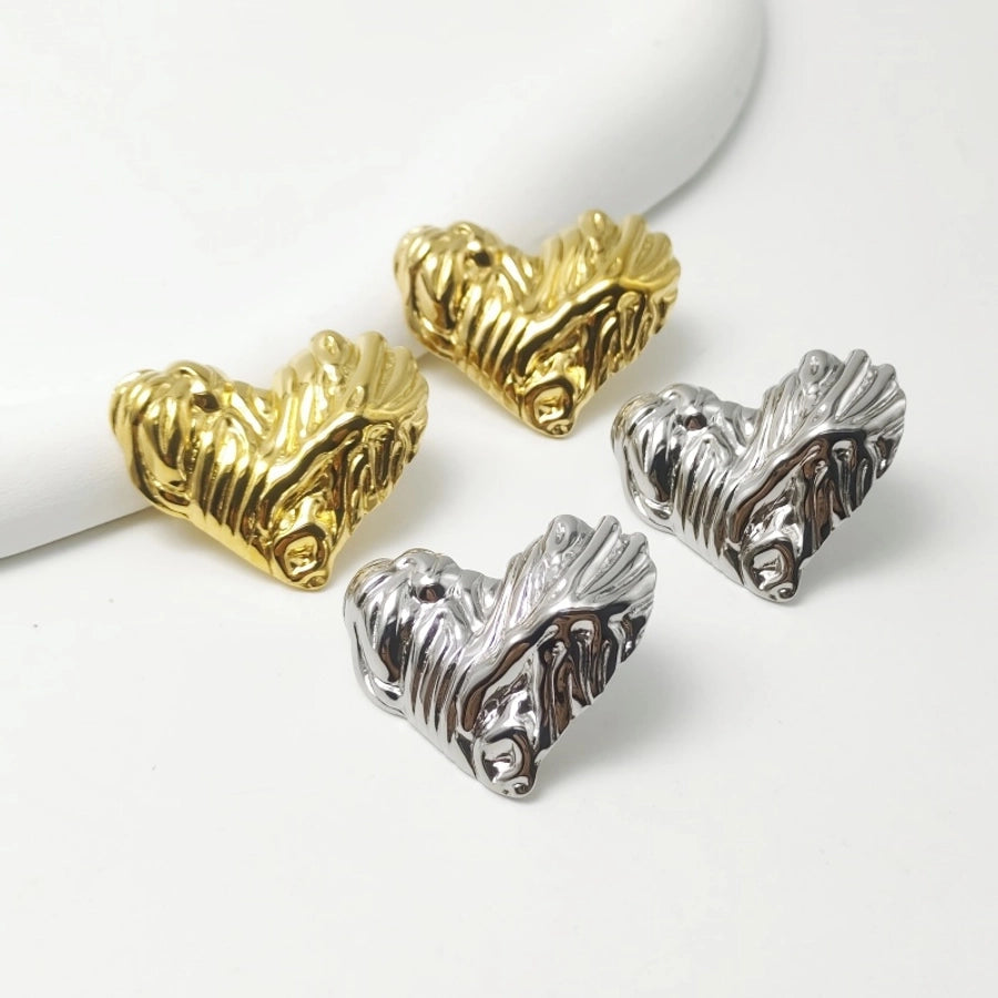 1 Pair Elegant Retro Commute Heart Shape 304 Stainless Steel 18K Gold Plated Ear Studs