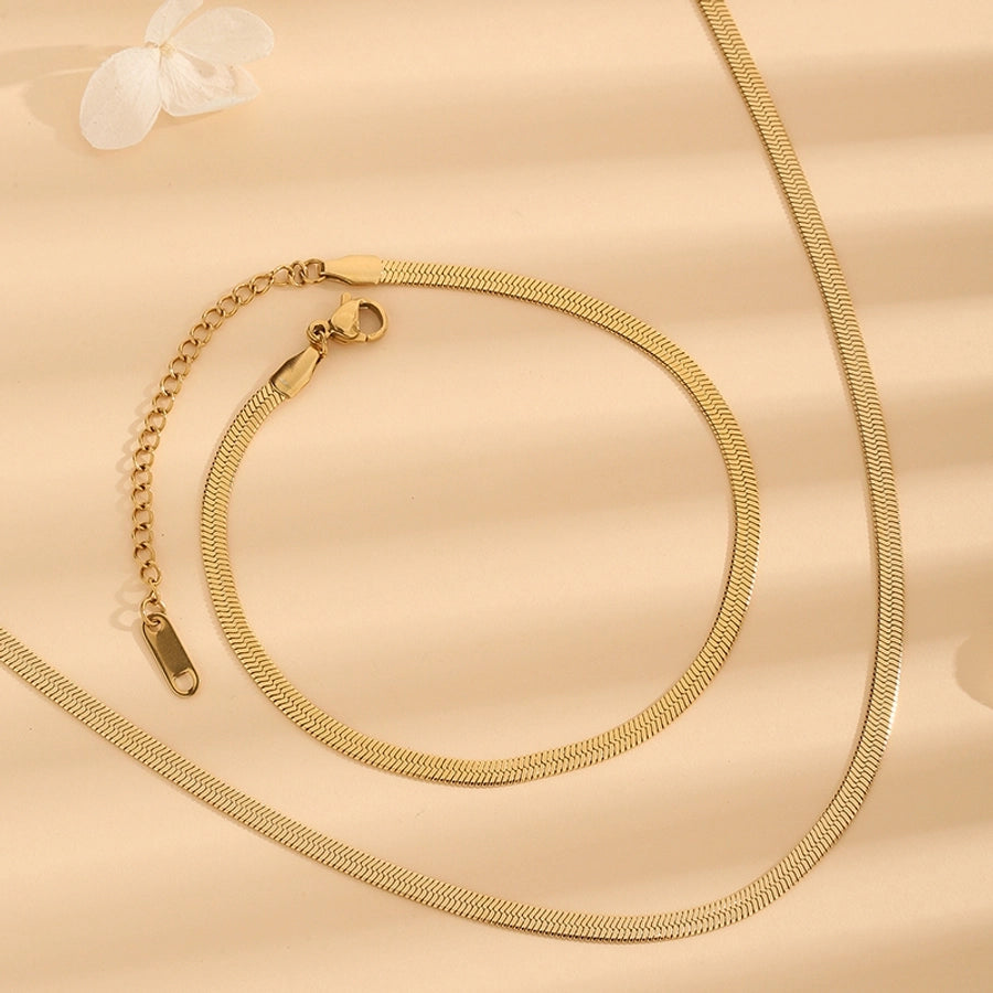 Jewelry Elegant Glam Luxurious Solid Color 304 Stainless Steel 18K Gold Plated Bracelets Necklace