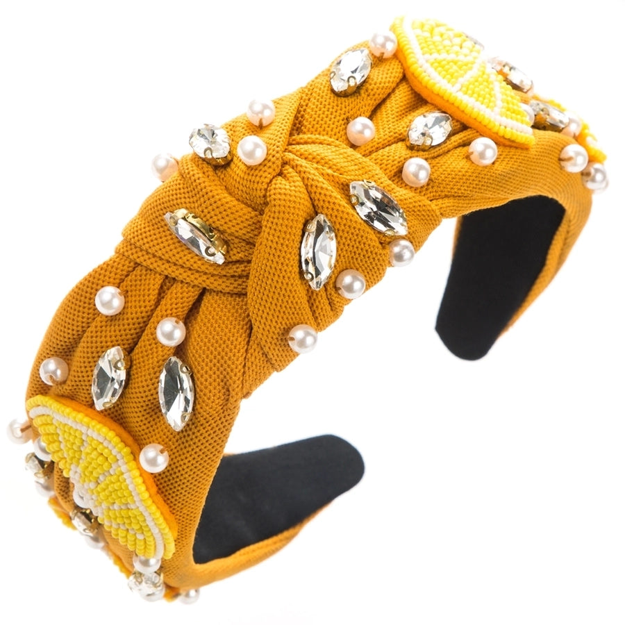 Women's Casual Cute Sweet Letter Cloth Inlay Rhinestones Pearl Hair Band