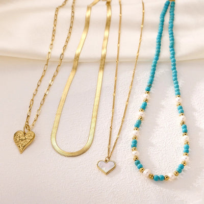 Jewelry Simple Style Heart Shape 304 Stainless Steel 18K Gold Plated Pendant Necklace