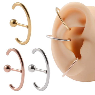 1 Piece Lip Rings Casual Elegant Vacation C Shape Arc 304 Stainless Steel 18K Gold Plated Ear Cartilage Rings & Studs