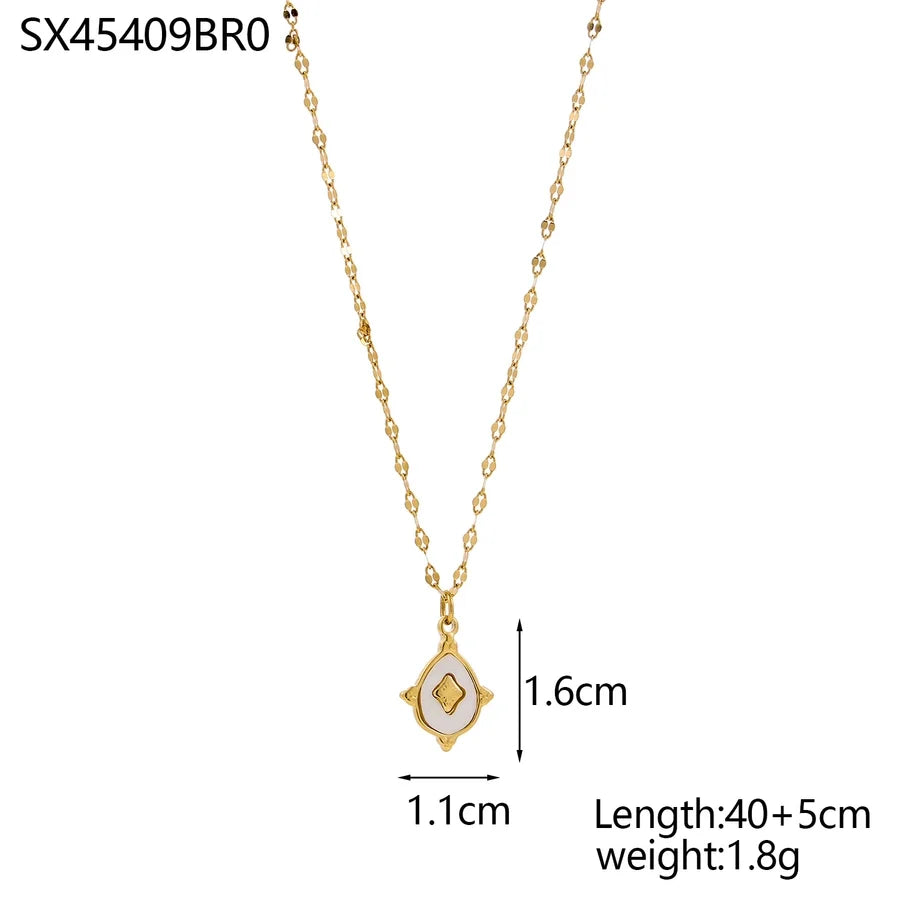 Jewelry Casual Elegant Cross Heart Shape 304 Stainless Steel Shell 18K Gold Plated Pendant Necklace