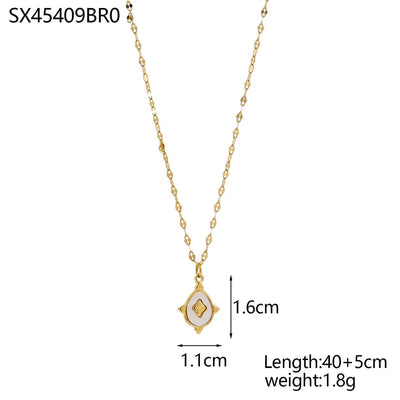 Jewelry Casual Elegant Cross Heart Shape 304 Stainless Steel Shell 18K Gold Plated Pendant Necklace