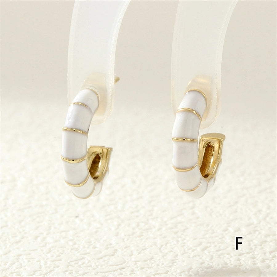 1 Pair Simple Style Classic Style C Shape Enamel Copper Zircon Ear Studs