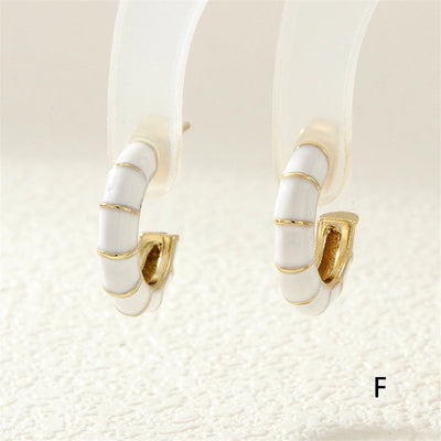 1 Pair Simple Style Classic Style C Shape Enamel Copper Zircon Ear Studs