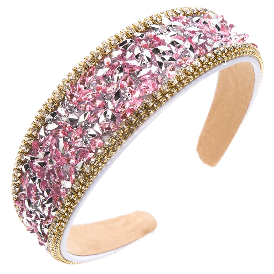 women's luxurious baroque style geometric cloth inlay acrylic rhinestones hair band