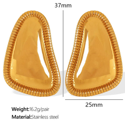1 Pair IG Style Retro French Style Geometric Polishing Plating 304 Stainless Steel 18K Gold Plated Ear Studs