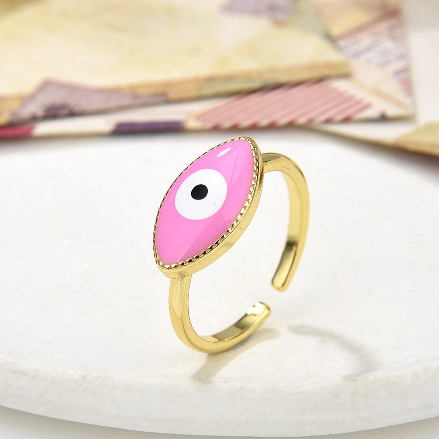 Copper Plating 18K Color Retaining Glossy Dripping Oval Open Ring