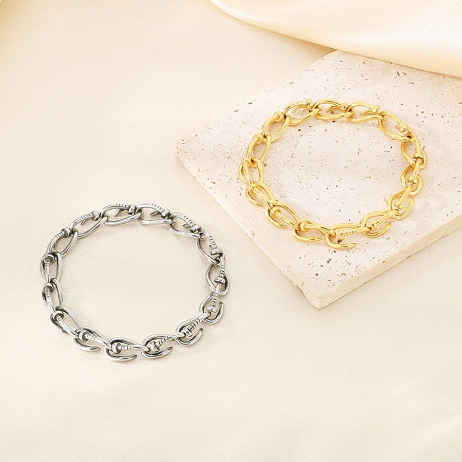 Vintage Style Geometric 304 Stainless Steel 18K Gold Plated Bracelets In Bulk