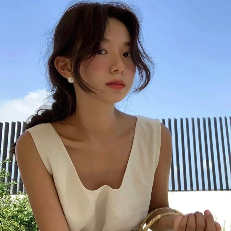 Korean Blogger feve_r  Light Luxury Pearl Painless Ear Holes Women's Mosquito Coil Ear Clip Classic  Earrings