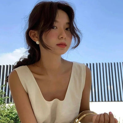 Korean Blogger feve_r  Light Luxury Pearl Painless Ear Holes Women's Mosquito Coil Ear Clip Classic  Earrings