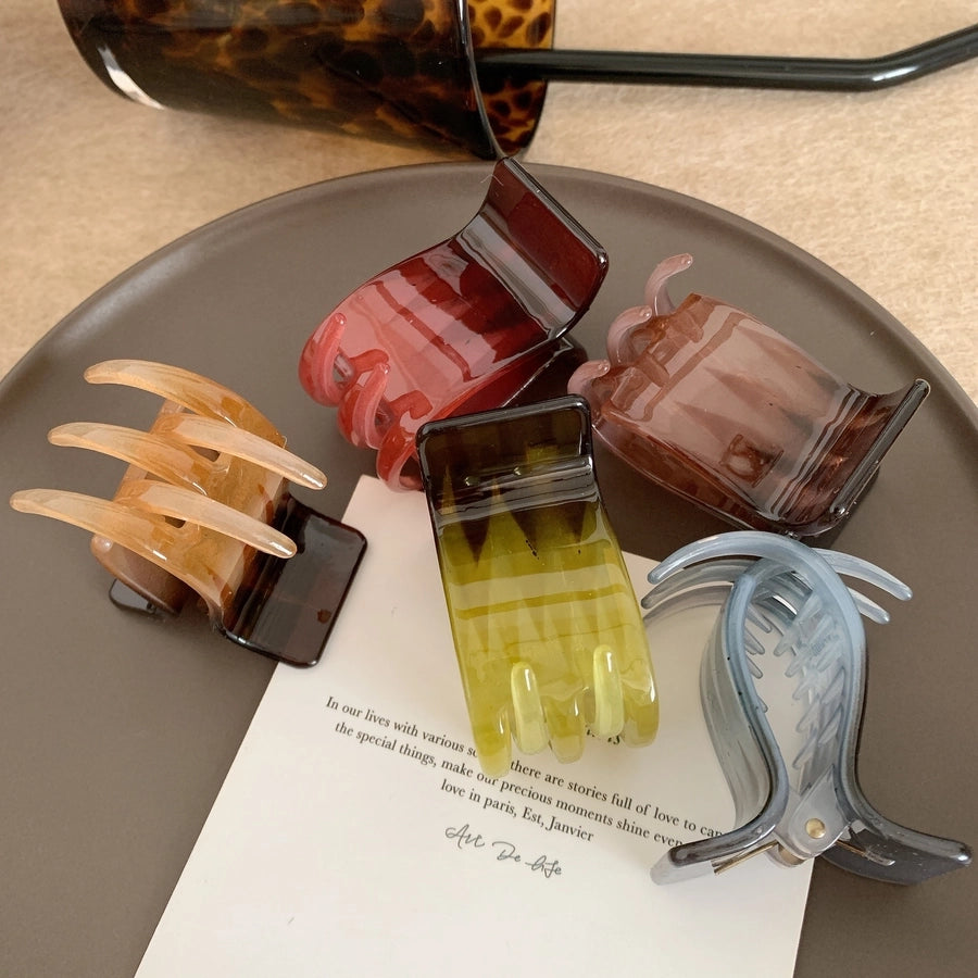 women's simple style color block plastic hair claws