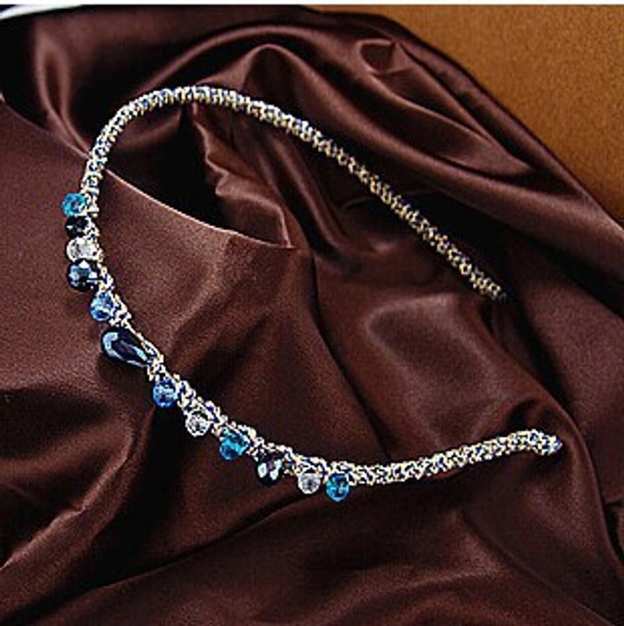korean colorful flash irregular crystal around the wide side headband